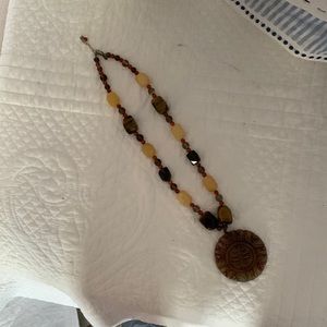 Sajen Offerings carved Tigers Eye Necklace